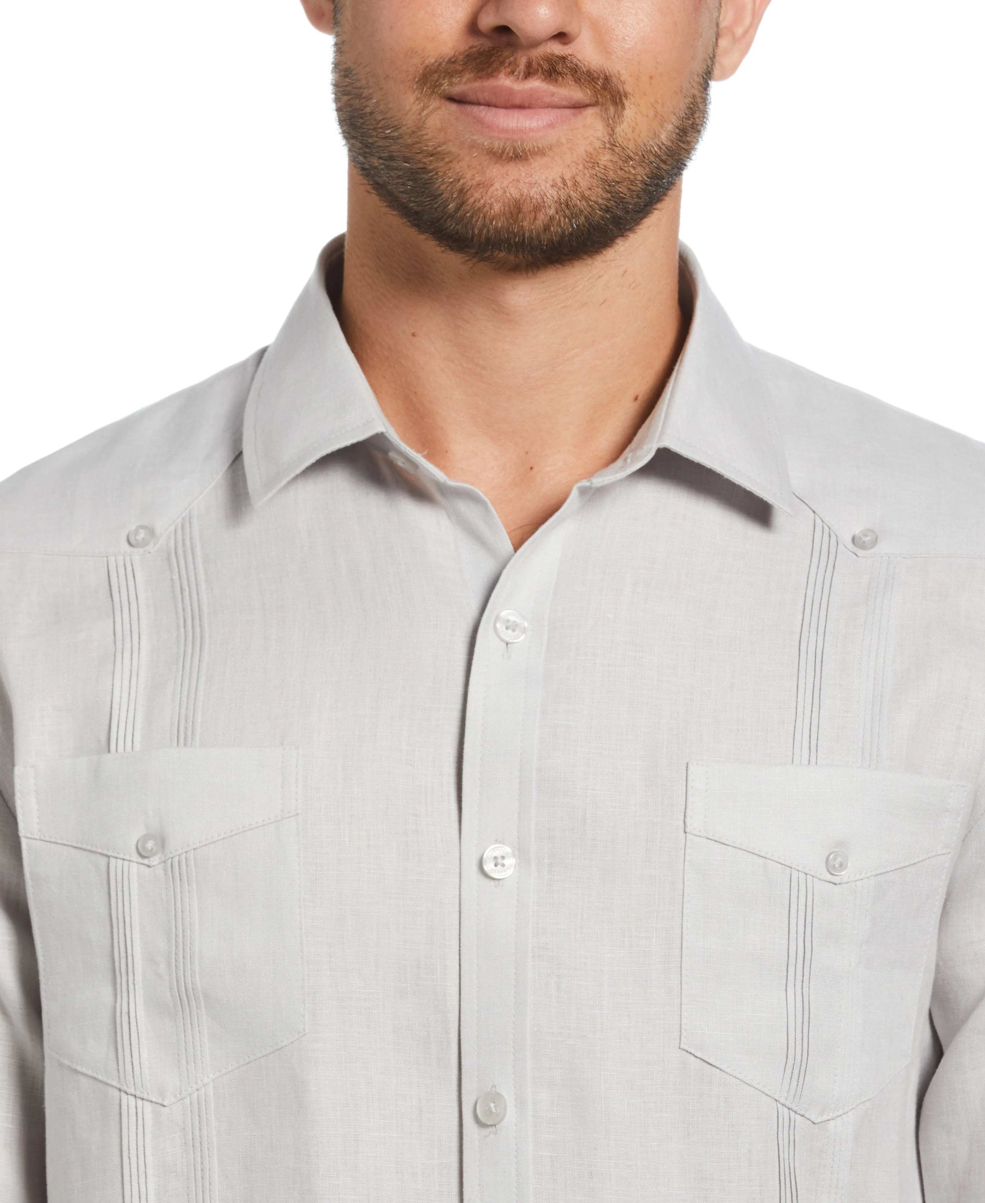 100% Linen Classic Guayabera Shirt - Long Sleeve