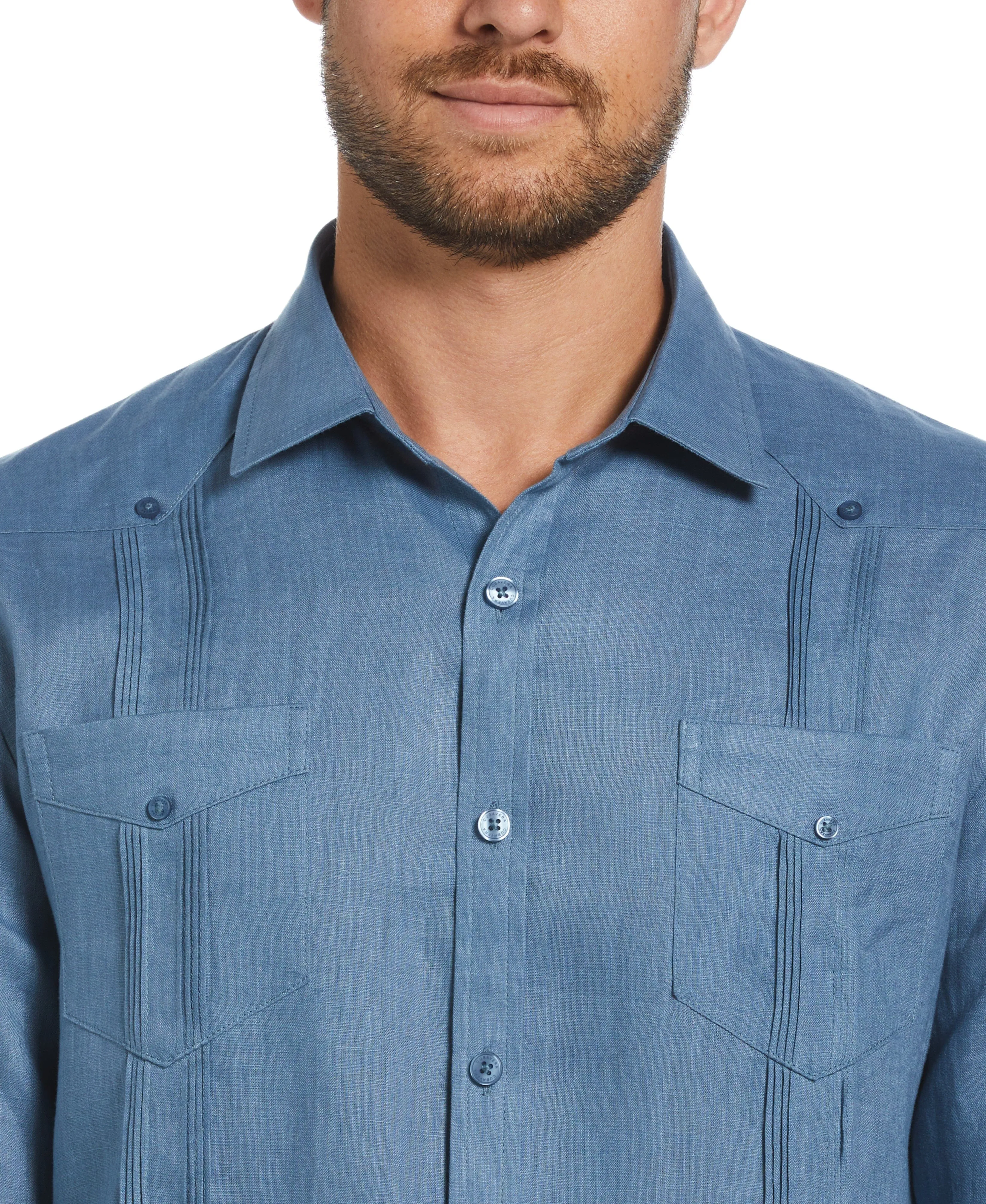 100% Linen Classic Guayabera Shirt - Long Sleeve