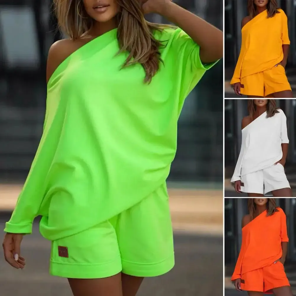2 Pcs/Set Trendy Women Tracksuit Short Pants Women Shorts Set Pullover Young Style Women Tracksuit Set  Energetic