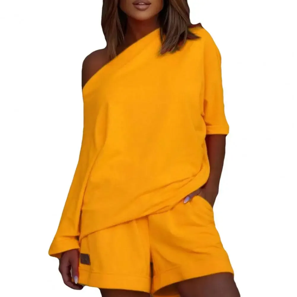 2 Pcs/Set Trendy Women Tracksuit Short Pants Women Shorts Set Pullover Young Style Women Tracksuit Set  Energetic