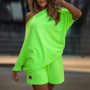 2 Pcs/Set Trendy Women Tracksuit Short Pants Women Shorts Set Pullover Young Style Women Tracksuit Set  Energetic