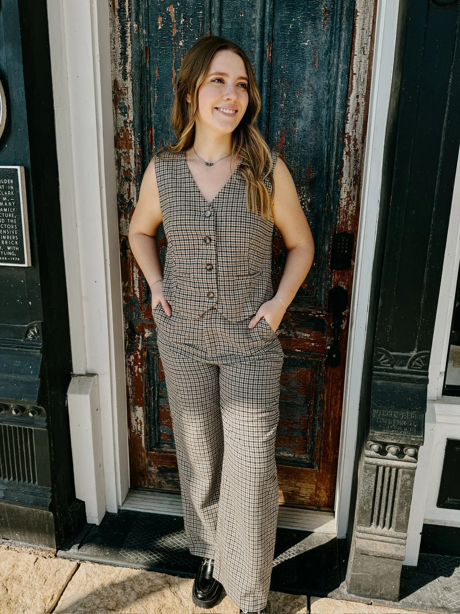 Arden Houndstooth Vest