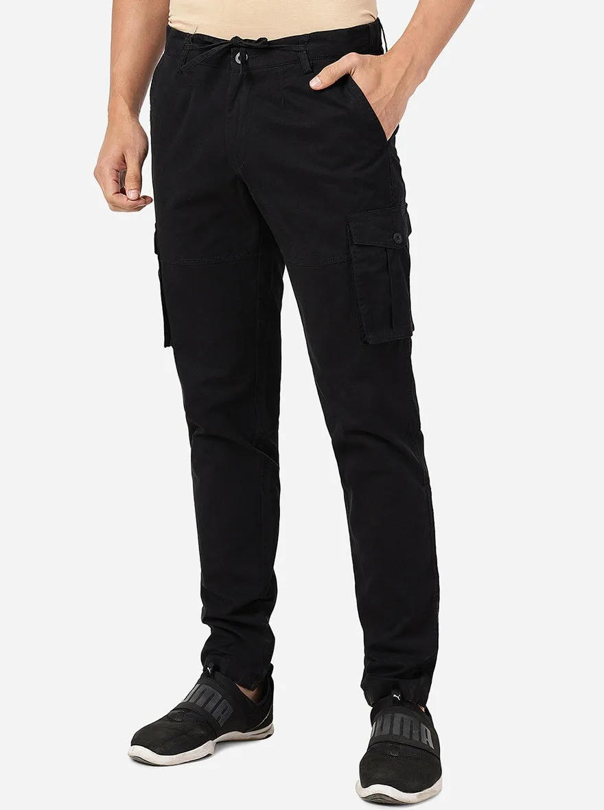 Black Solid Slim Fit Track Pant | JadeBlue