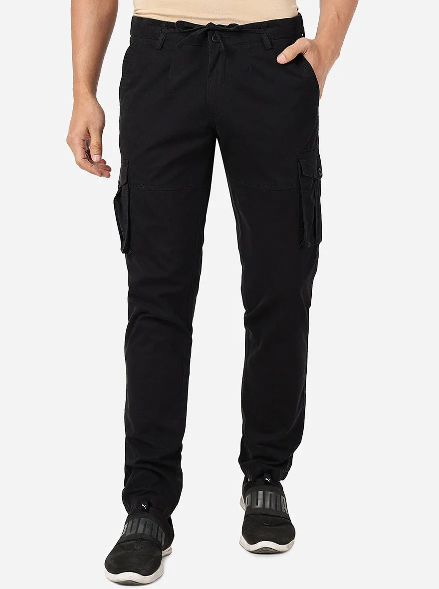 Black Solid Slim Fit Track Pant | JadeBlue