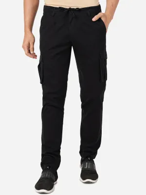 Black Solid Slim Fit Track Pant | JadeBlue