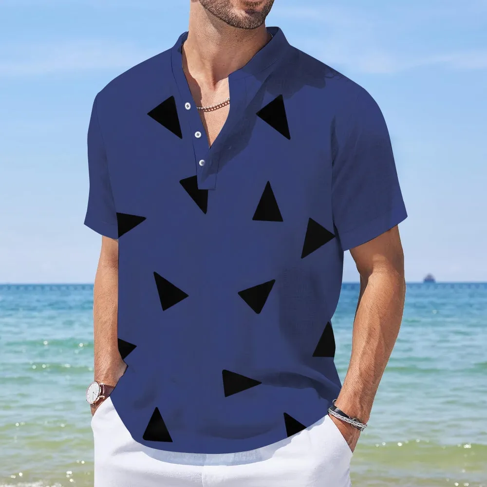 Cartoon Character Cotton And Linen Short-Sleeved Shirt 2405001030
