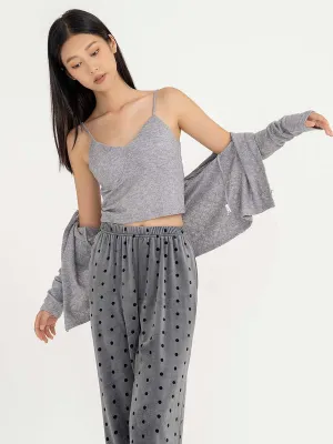 Classic Polka Dot Grey Cotton Pajama Set
