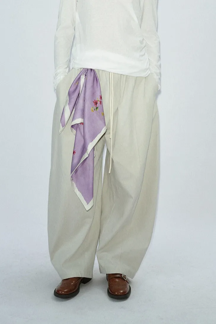 Cotton blend structured loose leg casual pants | 4 color