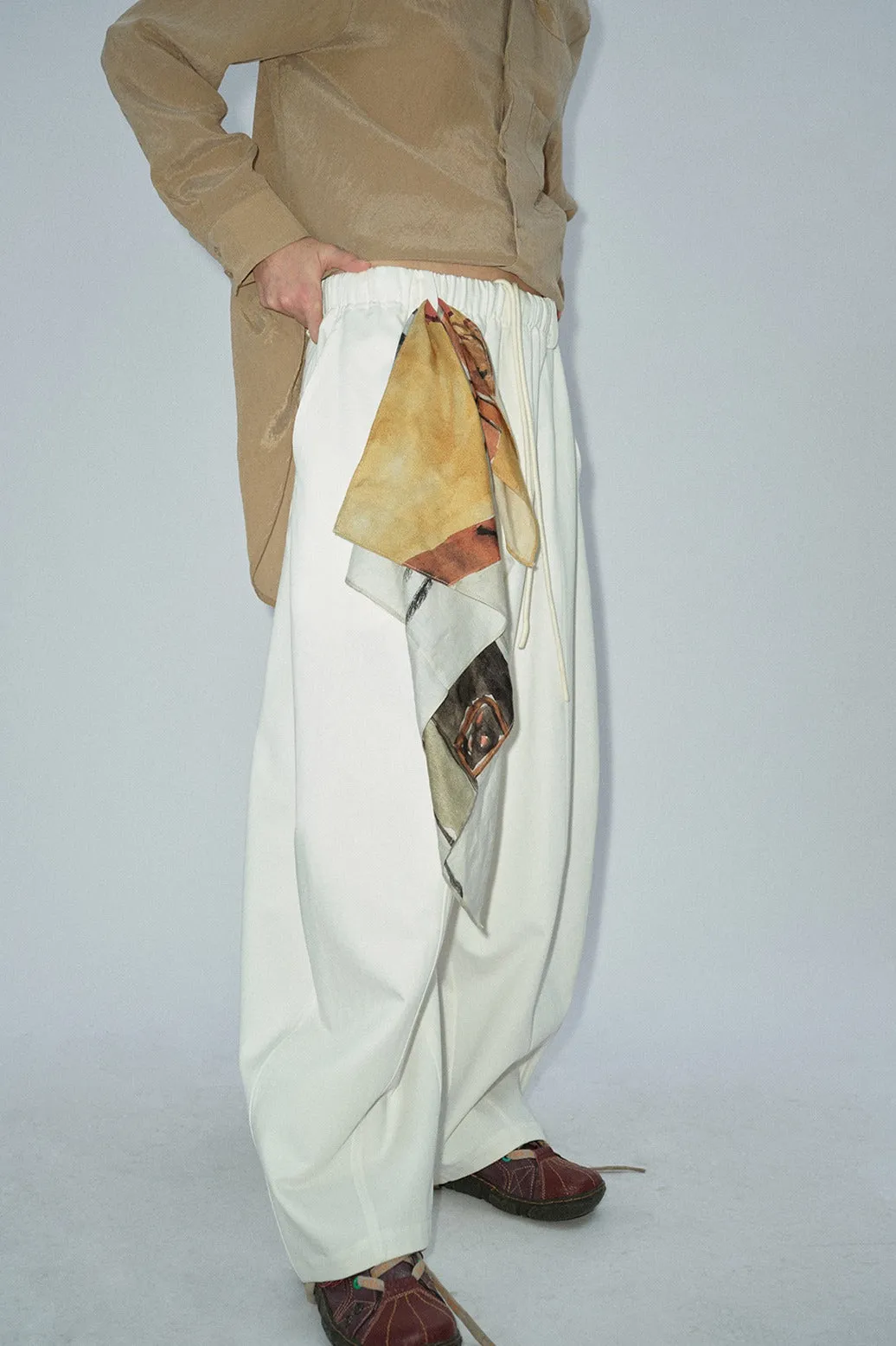 Cotton blend structured loose leg casual pants | 4 color