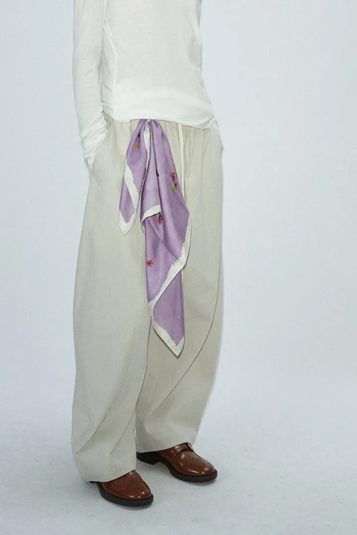 Cotton blend structured loose leg casual pants | 4 color