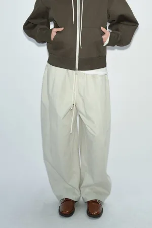 Cotton blend structured loose leg casual pants | 4 color
