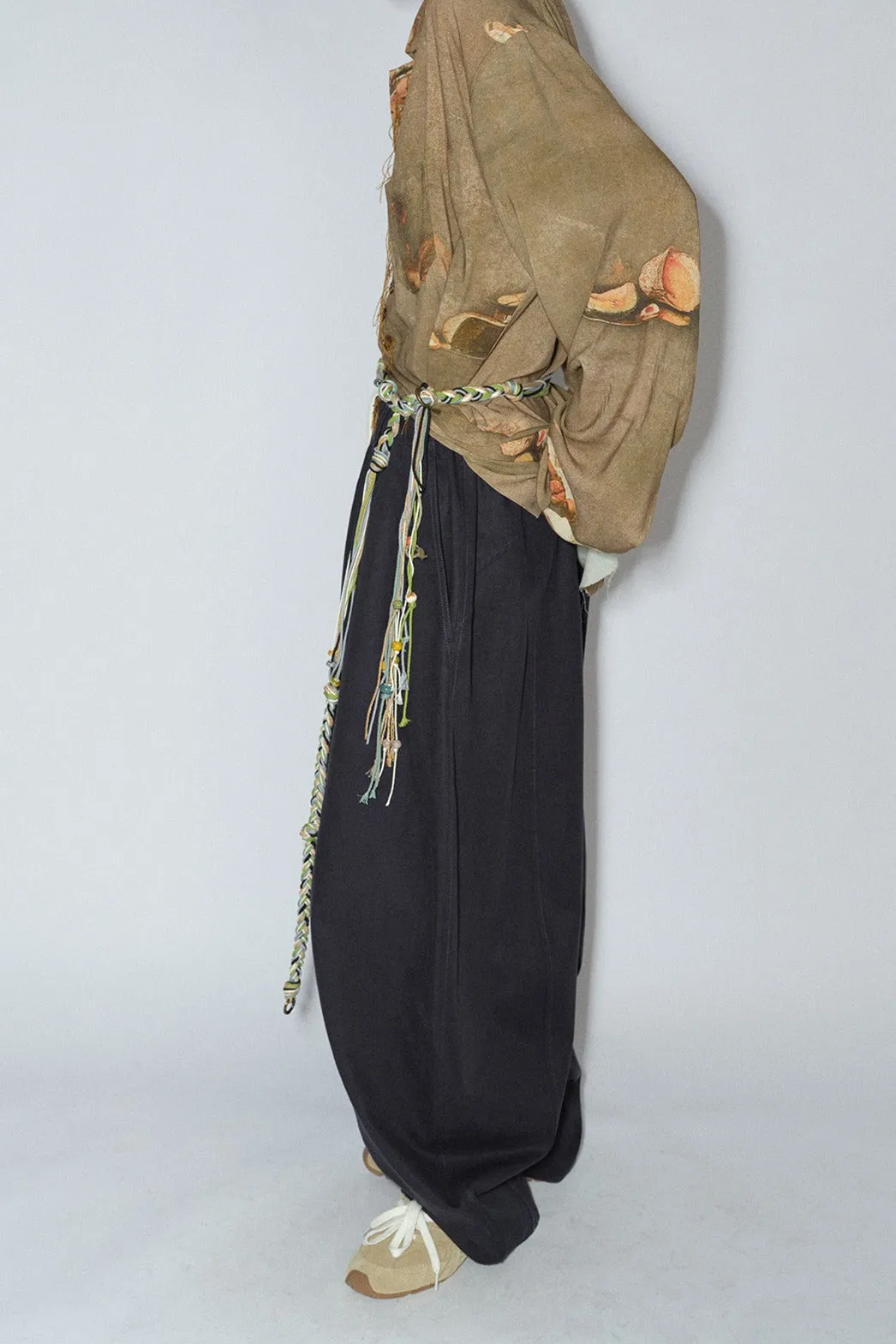 Cotton blend structured loose leg casual pants | 4 color