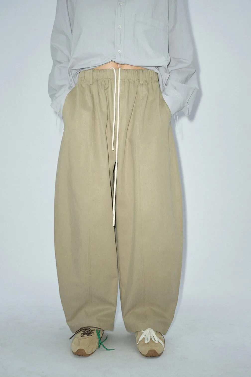 Cotton blend structured loose leg casual pants | 4 color