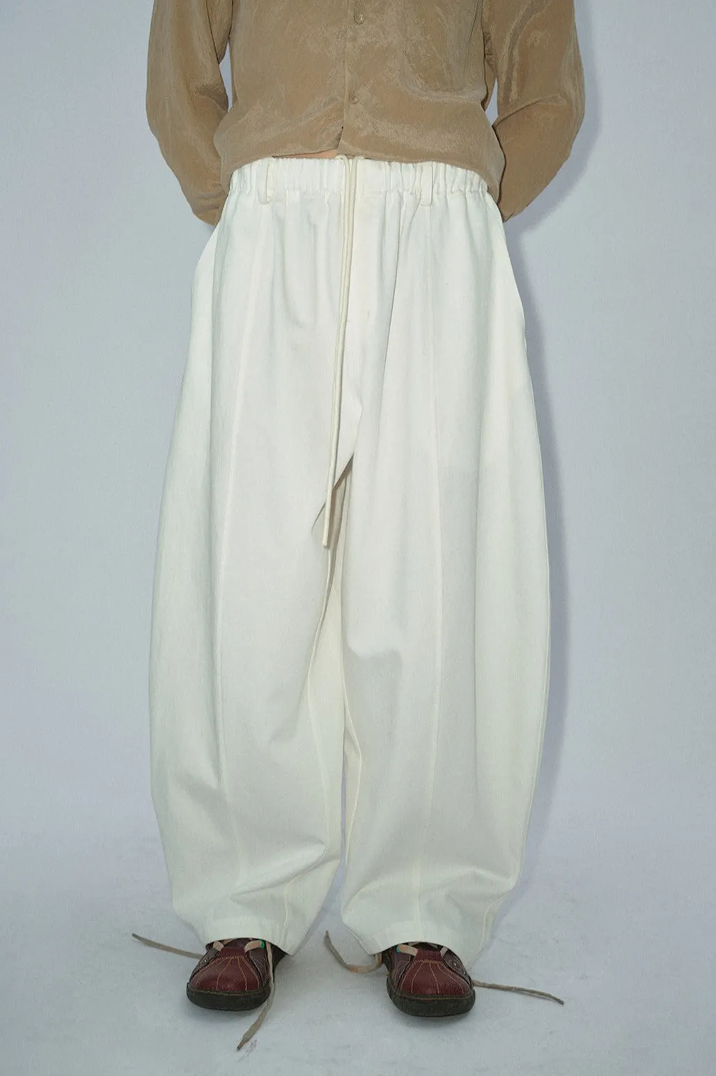 Cotton blend structured loose leg casual pants | 4 color
