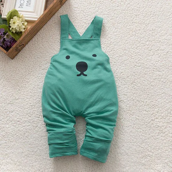 Cute Baby Boy Girls Bib Pants Overalls Bear Print Harem Pants Long Trousers