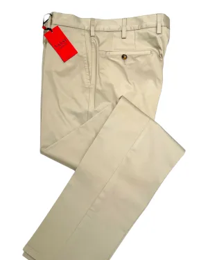 Flat Front Sartorial Stretch-Cotton Trousers - Khaki