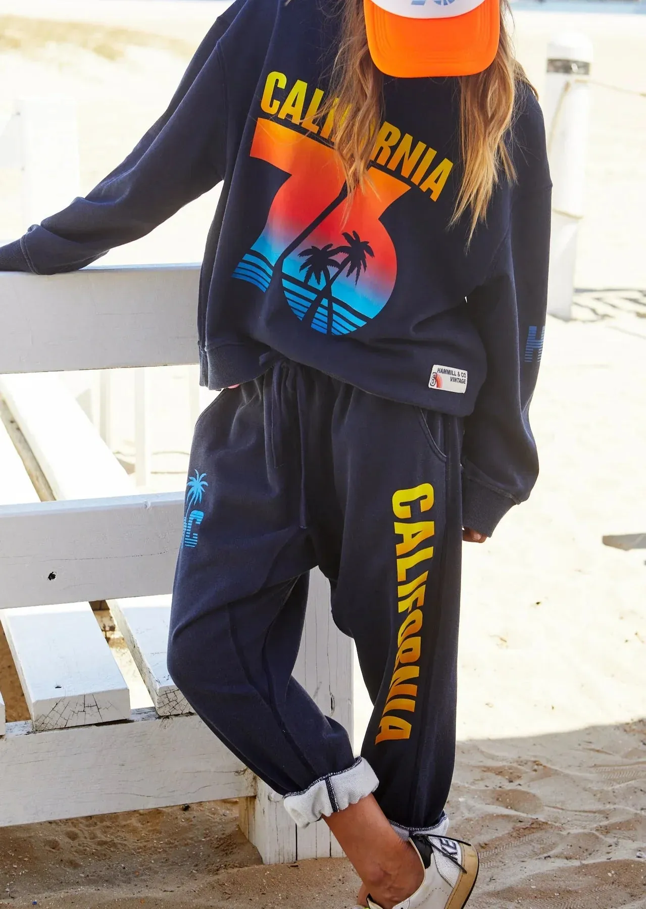 Hammill & Co - Sunset Drop Crotch Track Pant - Navy
