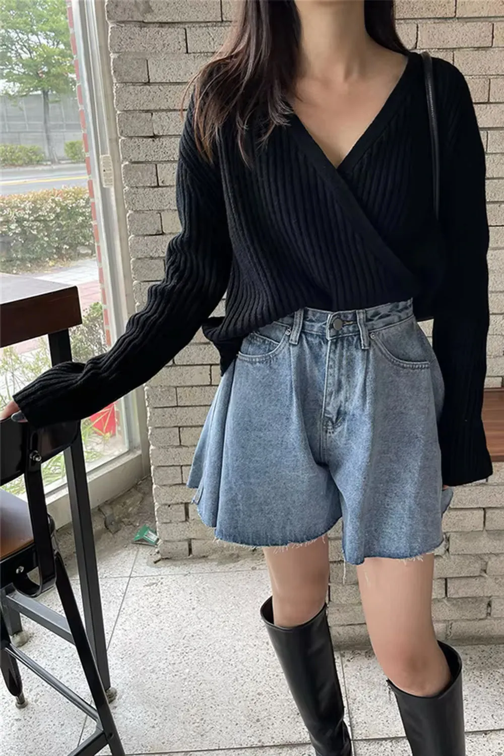 High Waist Casual Flare Style Jeans Shorts