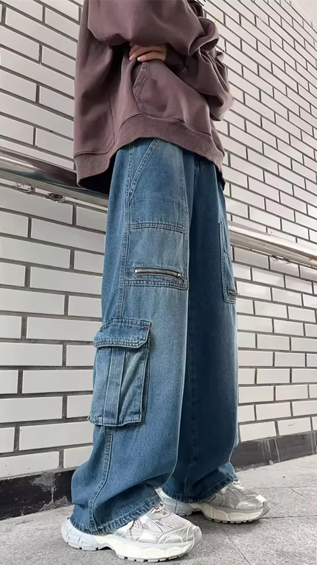 Hip Hop Cargo Pockets Zipper Jeans Pants