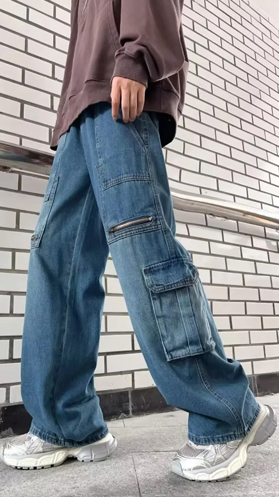 Hip Hop Cargo Pockets Zipper Jeans Pants