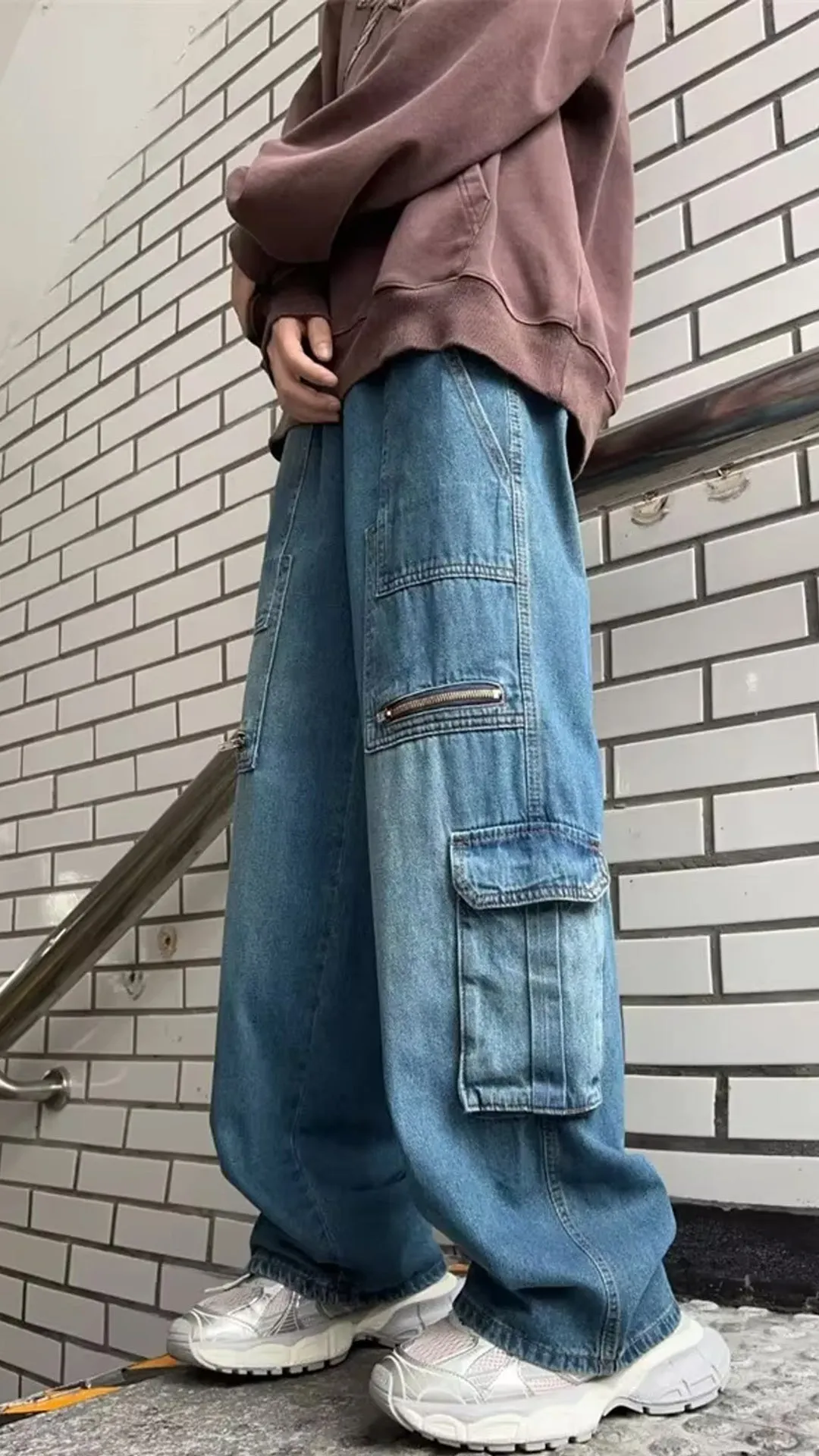 Hip Hop Cargo Pockets Zipper Jeans Pants