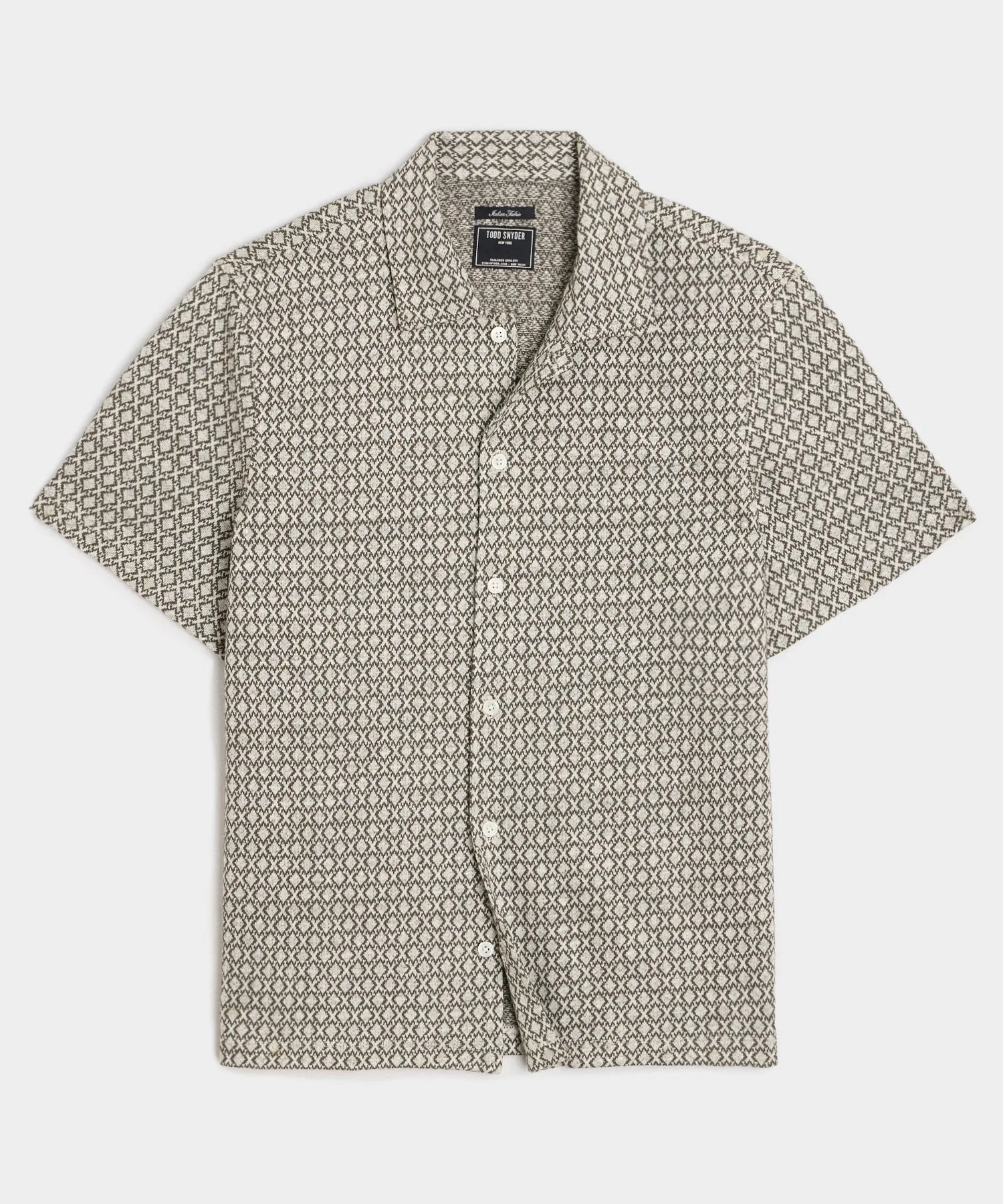 Linen-Cotton Geometric Knit Shirt