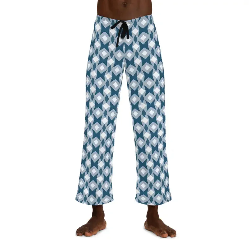 Lounge Like a Boss in Hite and Blue Men's Pajama Pants