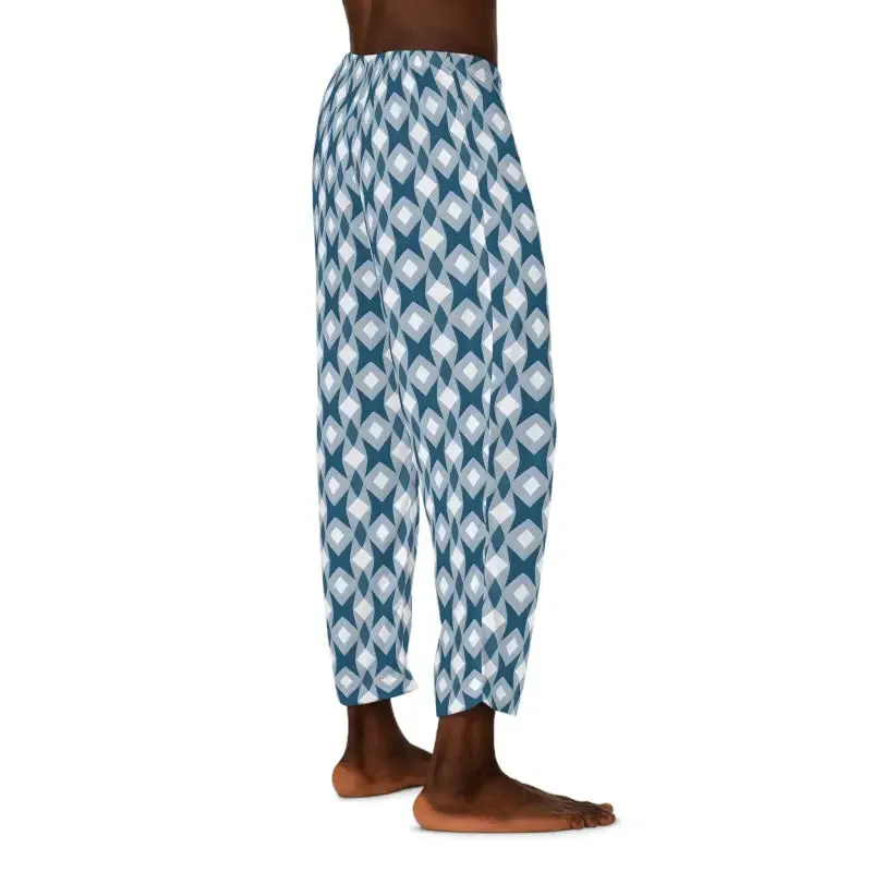 Lounge Like a Boss in Hite and Blue Men's Pajama Pants