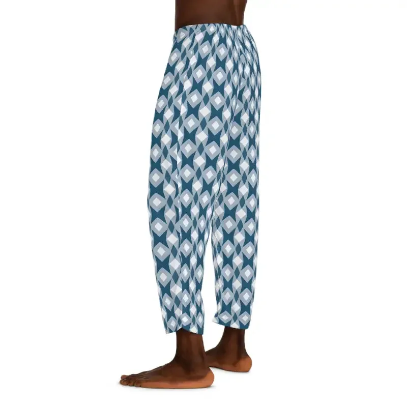 Lounge Like a Boss in Hite and Blue Men's Pajama Pants
