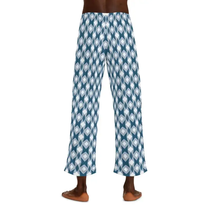 Lounge Like a Boss in Hite and Blue Men's Pajama Pants