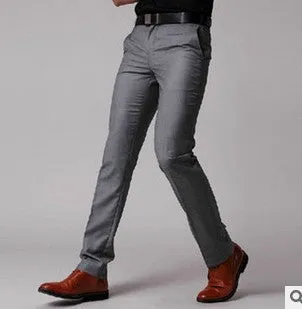 Men Pants Spring and Autumn Men's Slim Fit Casual Pants Fashion Straight Suit Pants Skinny Pants Smooth Trousers