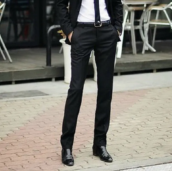 Men Pants Spring and Autumn Men's Slim Fit Casual Pants Fashion Straight Suit Pants Skinny Pants Smooth Trousers
