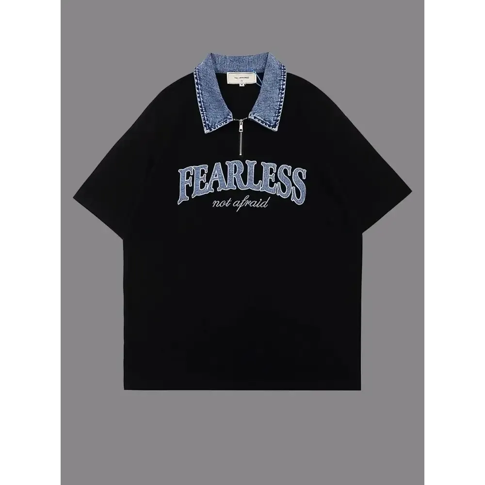 Men's Y2K Short Sleeve Cotton Top with Letter Pattern