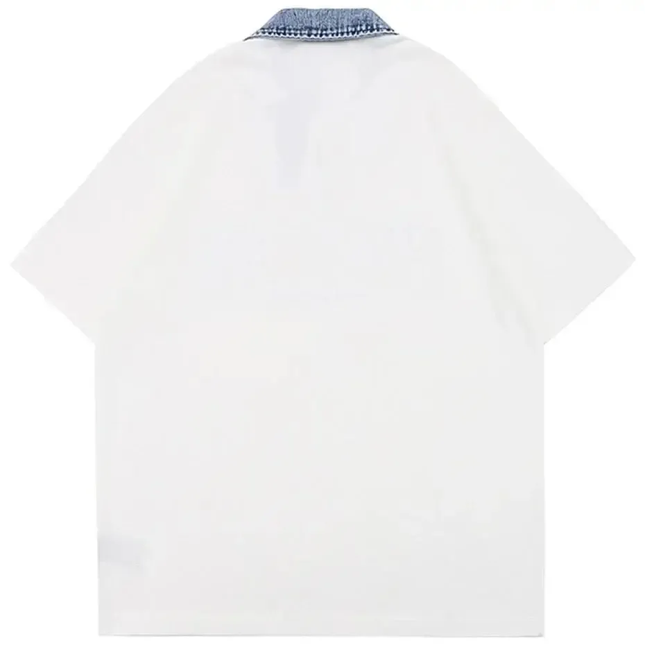 Men's Y2K Short Sleeve Cotton Top with Letter Pattern