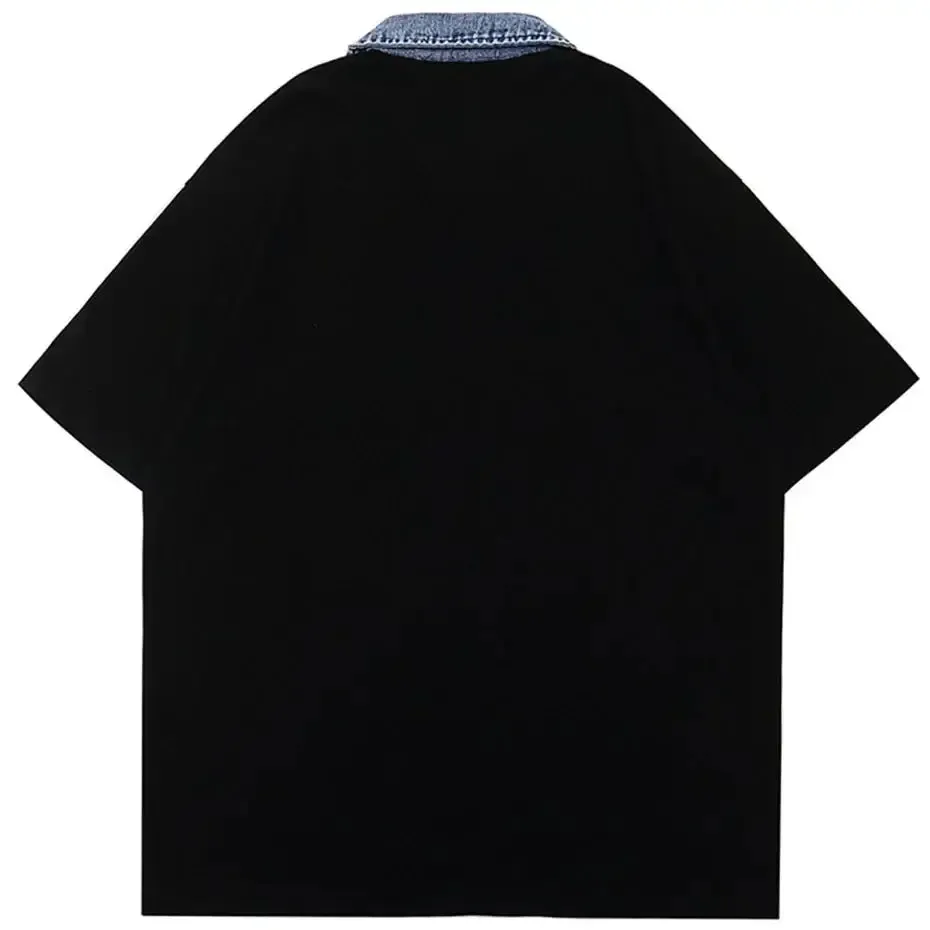 Men's Y2K Short Sleeve Cotton Top with Letter Pattern