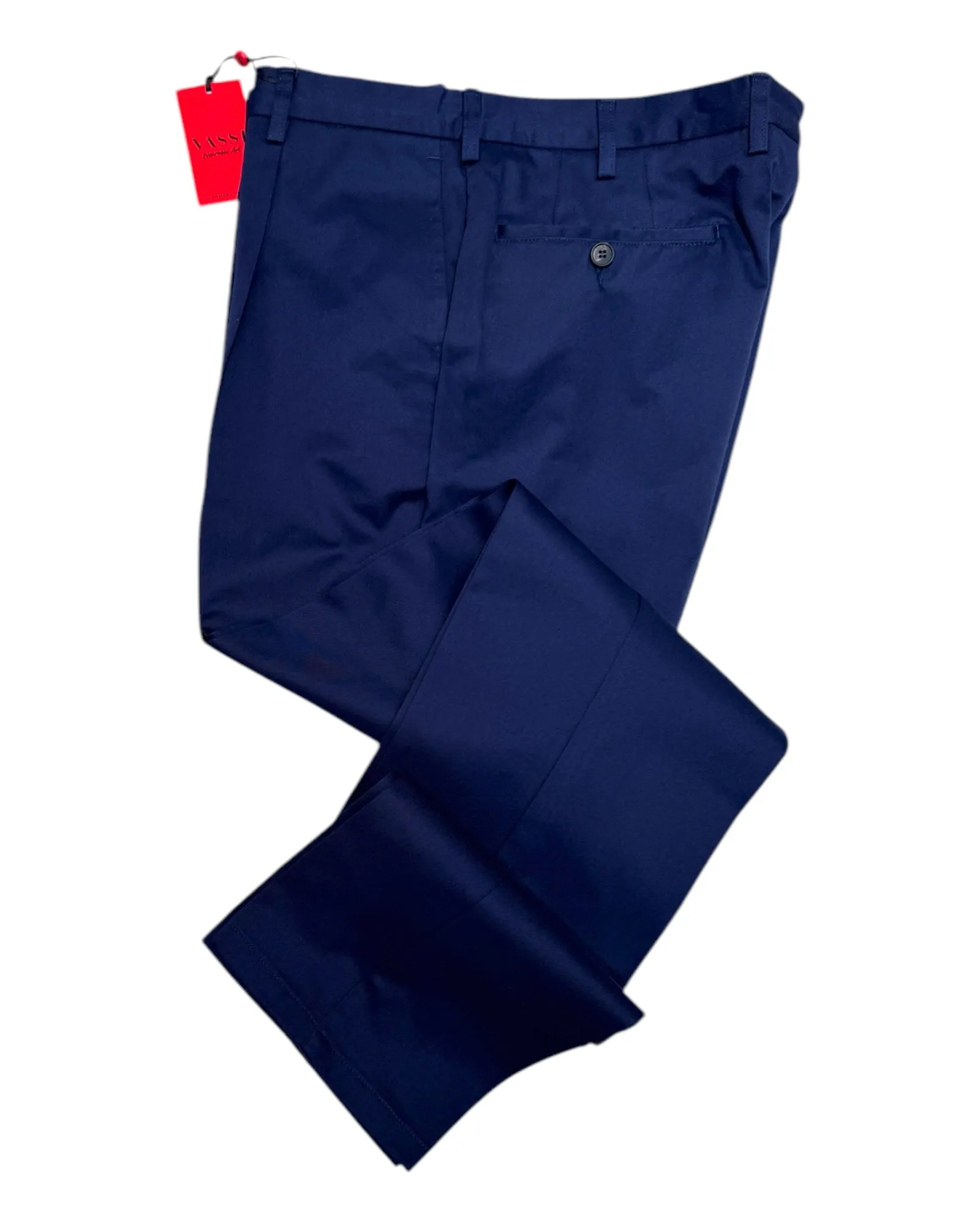 One Pleated Sartorial Cotton Trousers - Blue