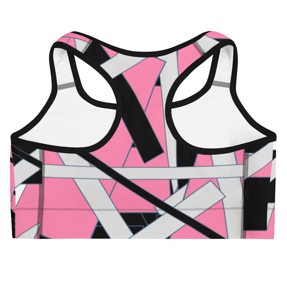 Pink Geometric Sports bra