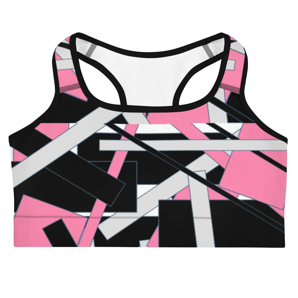 Pink Geometric Sports bra