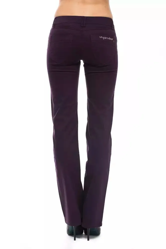 Purple Cotton Women's Pants