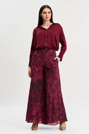 Red Viscose Shirt & Print Pants