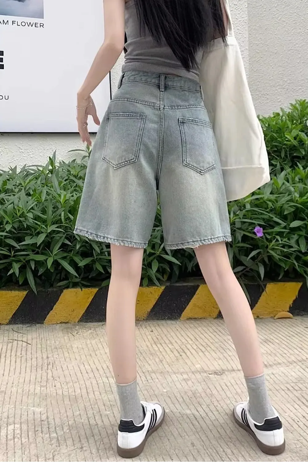 Retro Washed Color Denim Shorts Pants