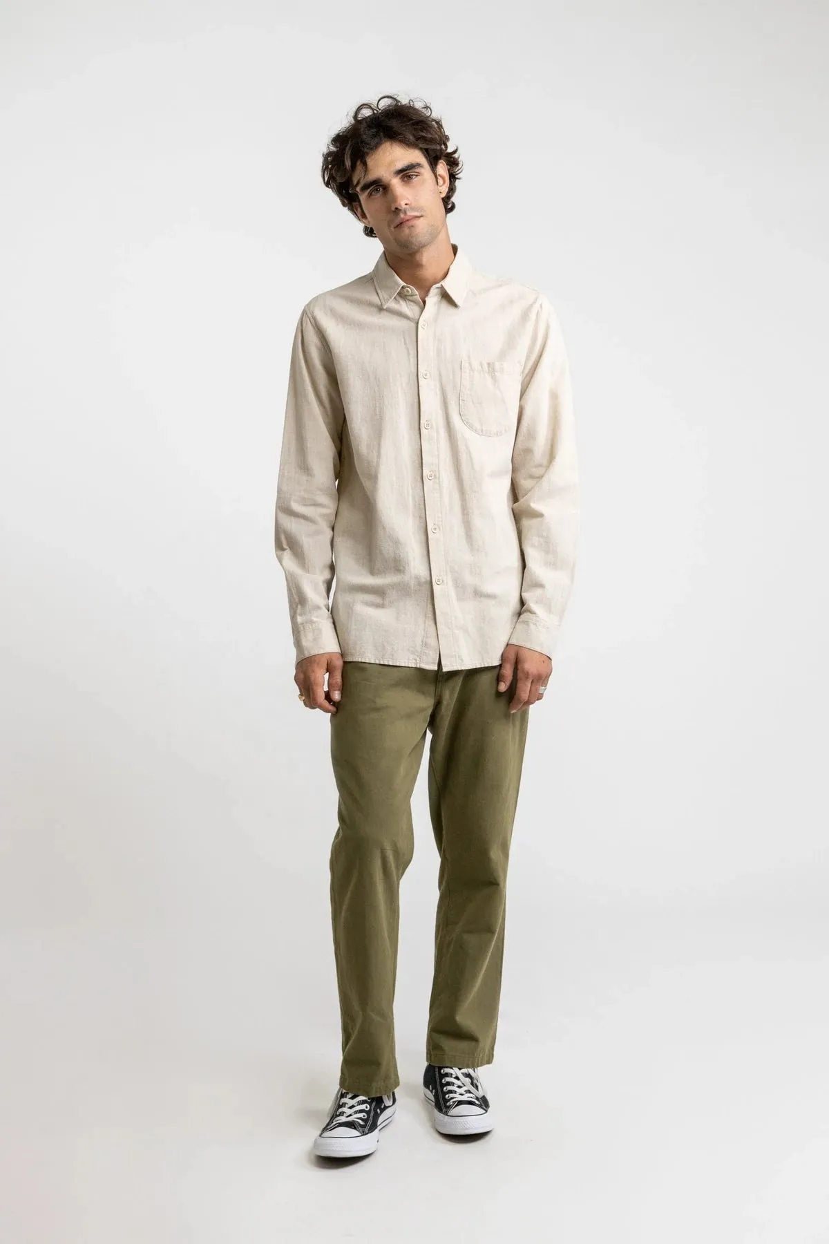 Rhythm Classic Linen LS Shirt - Sand