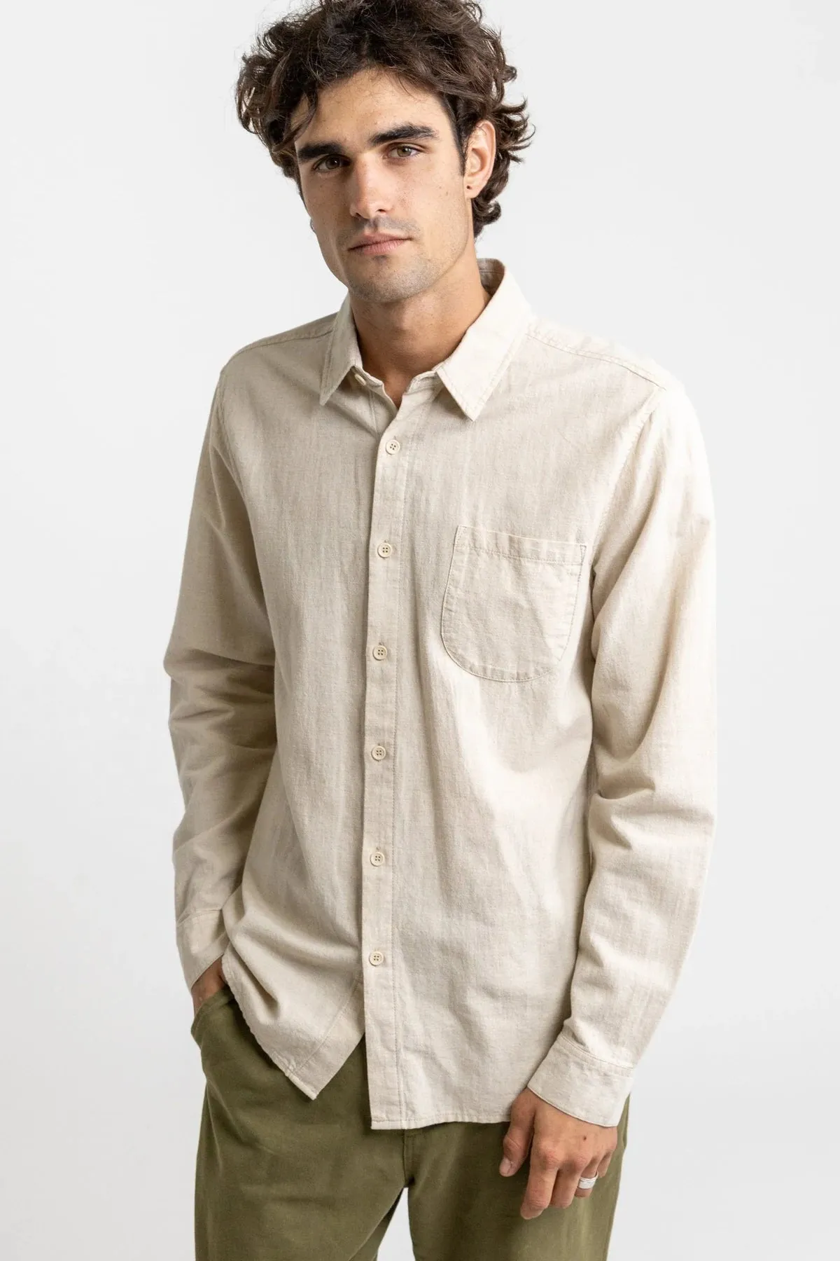 Rhythm Classic Linen LS Shirt - Sand