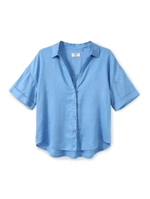 Short cropped linen shirt