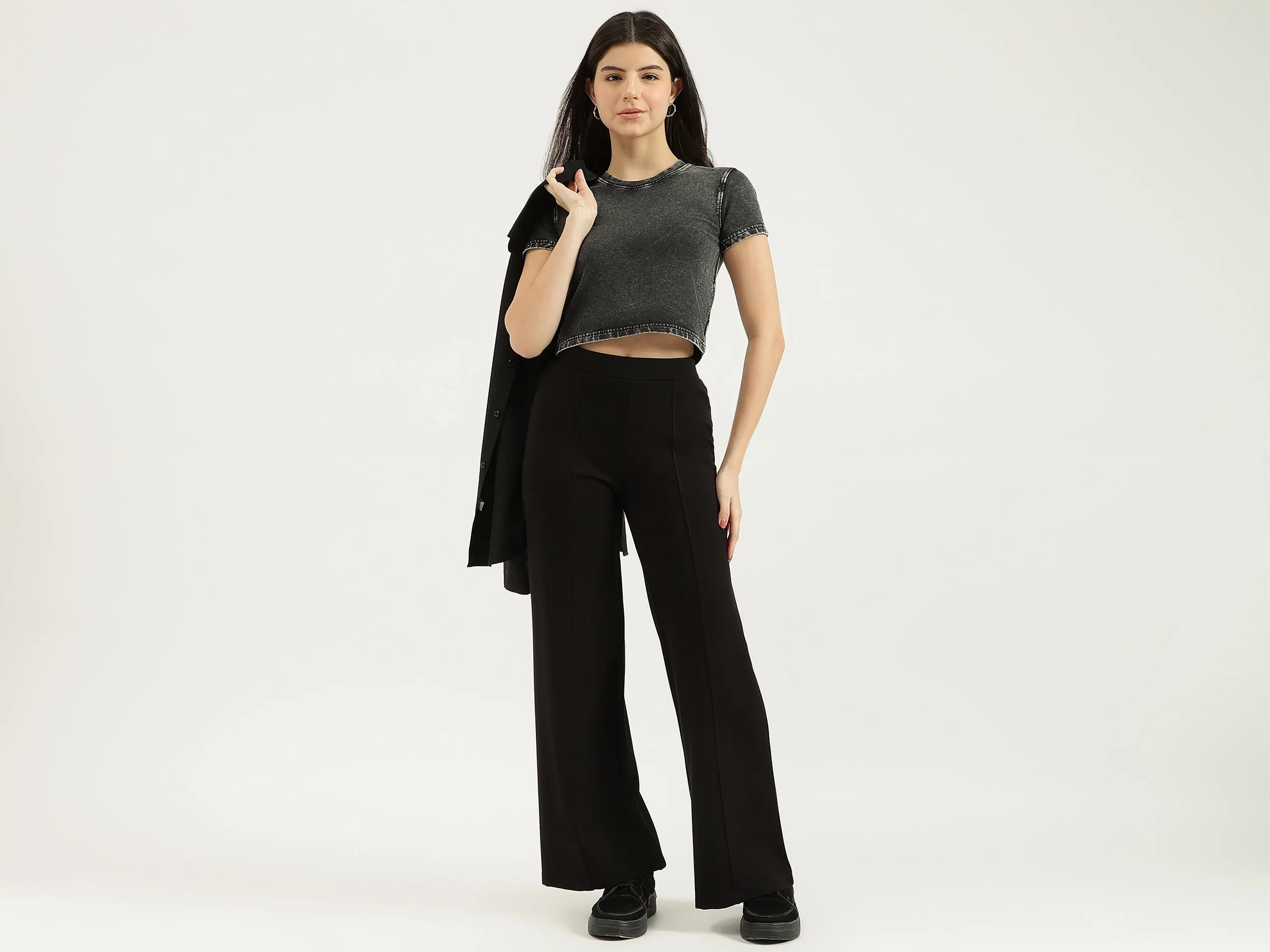 Solid Straight Fit Pants