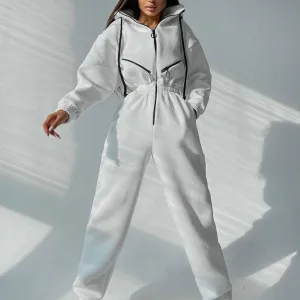 Sports And Casual Women's Hooded Jumpsuit
