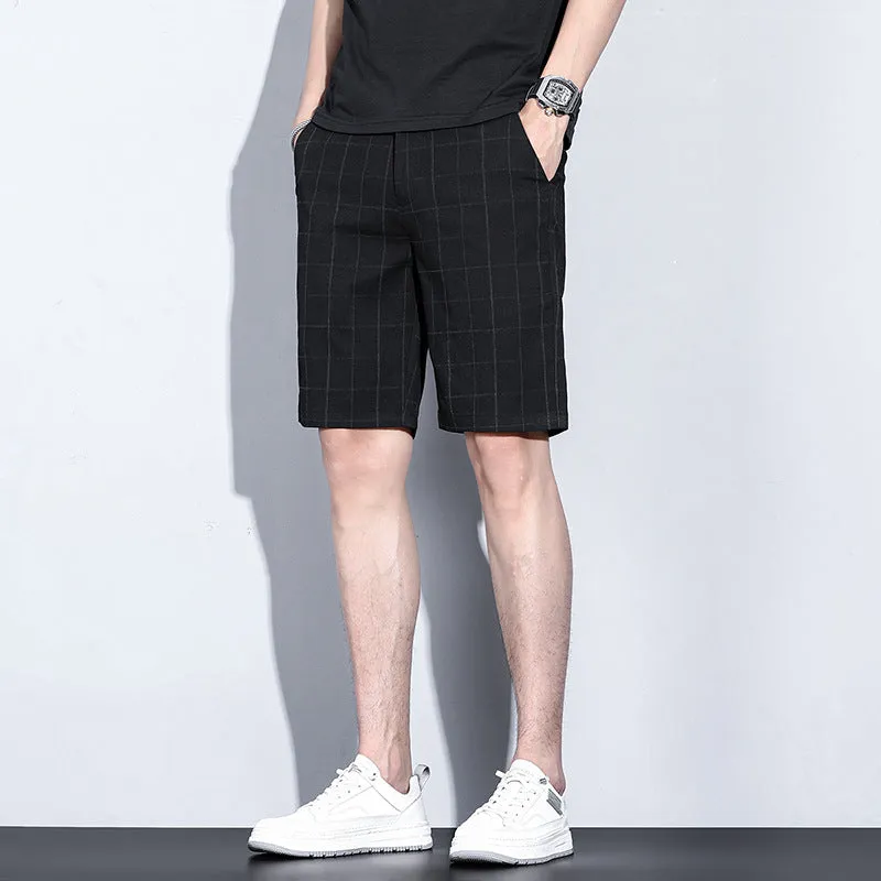 Thin Casual Checked Suit Trousers Trendy All-matching