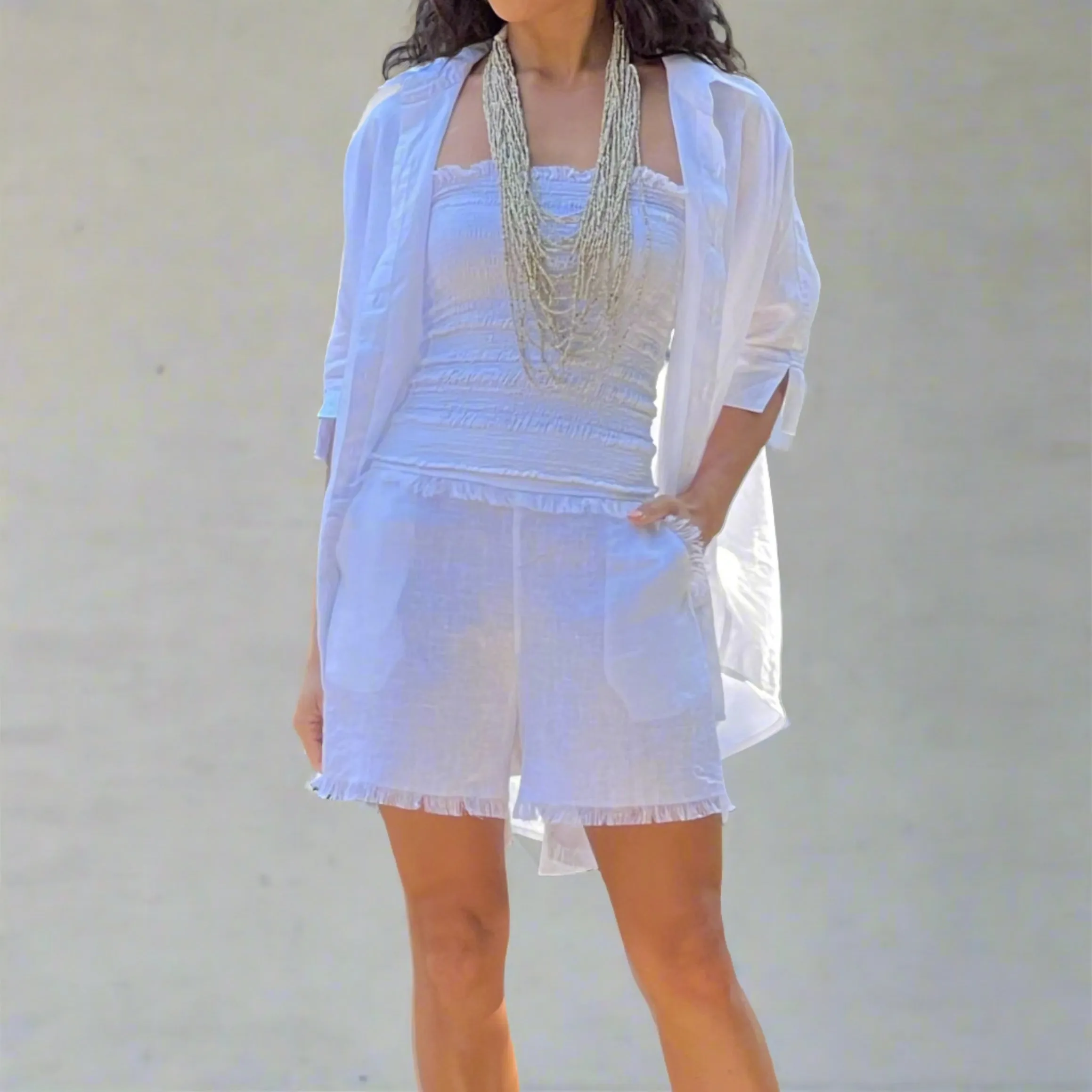 TM Capri White Linen Shirt