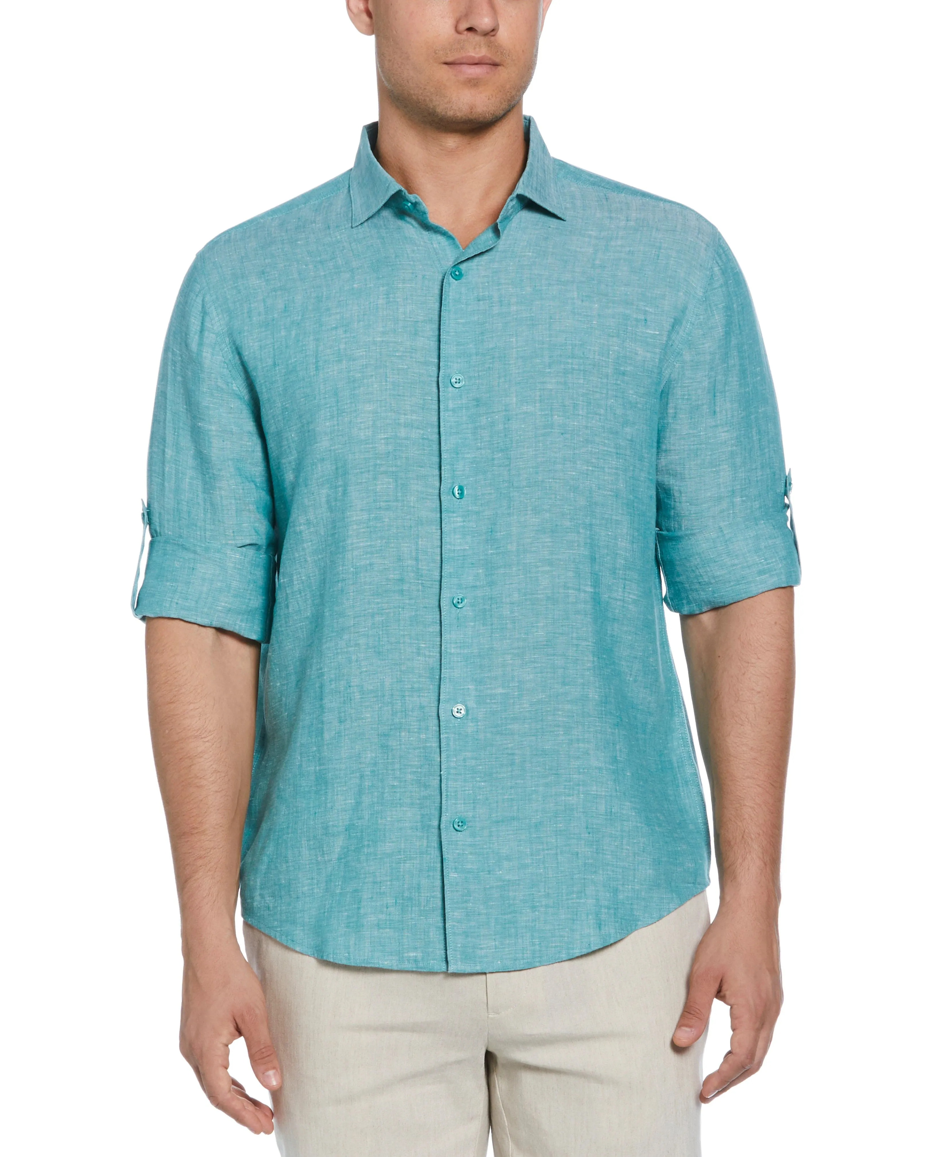 Travelselect™ Linen-Blend Rolled Sleeve Shirt