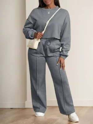 Women 2 Pieces Casual Street Style Loose Fit Sports Outfit